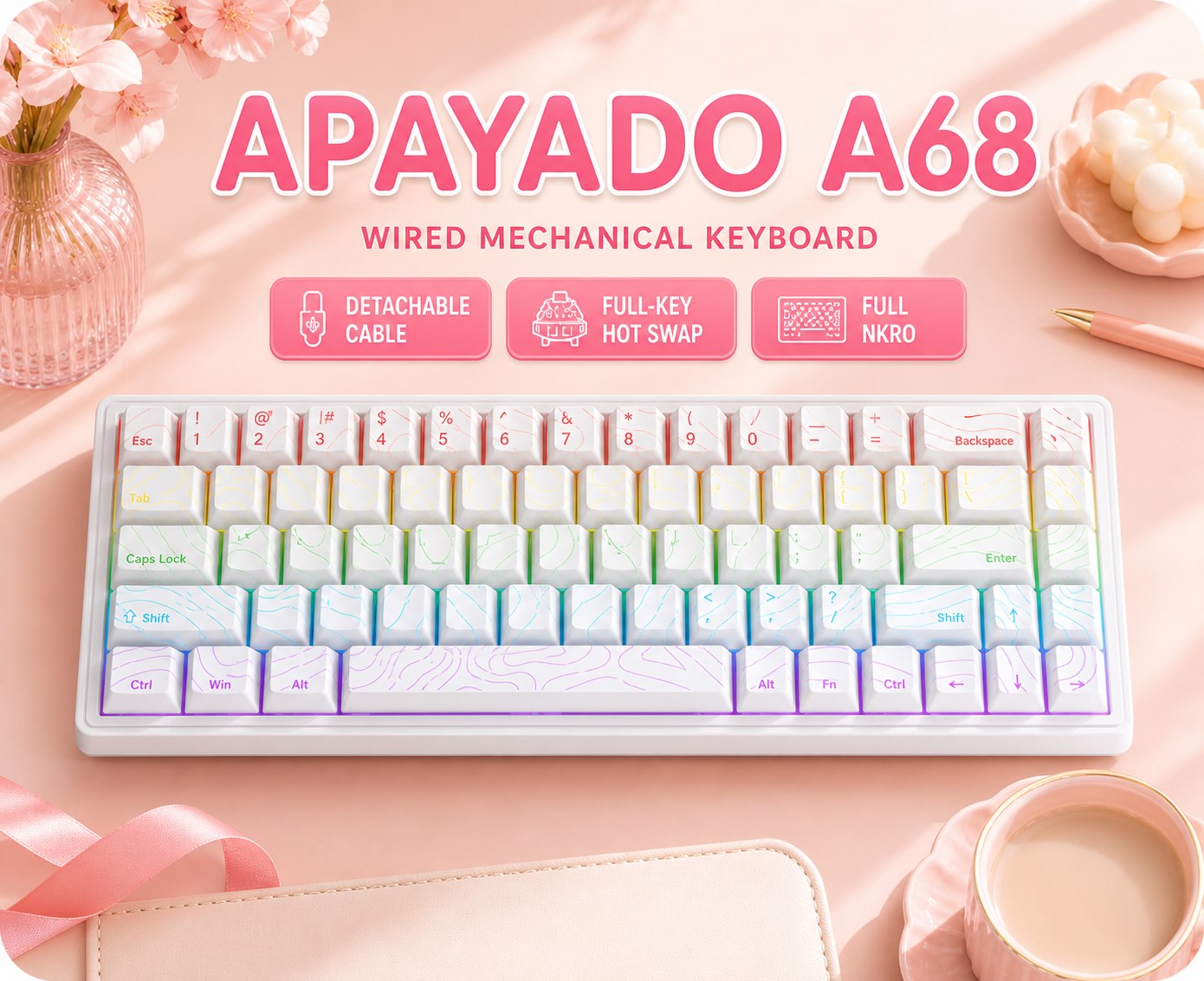 Laptop Accessories Uk - Проводная механическая клавиатура APAYADO A68 с